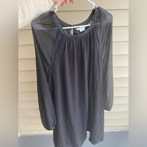 Boden black shift dress sheer sleeves